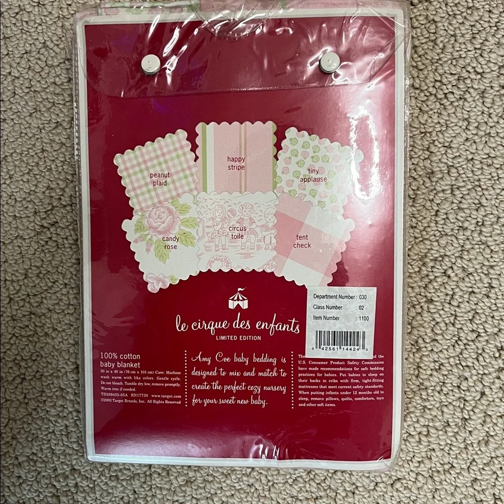 NEW Vintage Amy Coe le cirque des enfants Pink Baby Blanket Y2K Whimsical Pastel